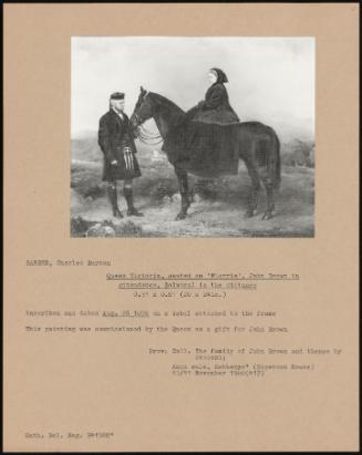 Queen Victoria, Seated On 'florrie', John Brown In Attendance, Balmoral In The Distance