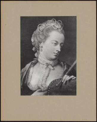 (Portrait Of A Lady With Fan And Pearl And Ruched Ribbon Headdress)