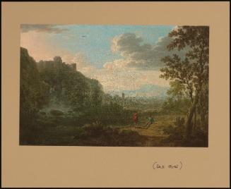 A Wooded River Landscape With Figures In The Foreground And A Hilltop Castle Beyond