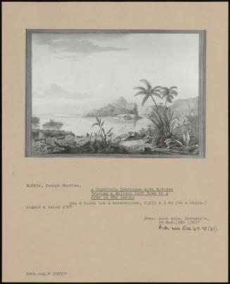 A Capriccio Landscape With Local People Driving A Bullock Cart Down To A Cove In The Indies