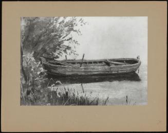 A Rowboat Near Some Willow Trees