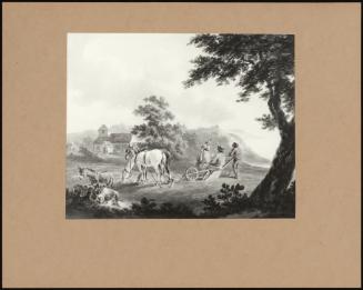 Horses At Plough And Figures