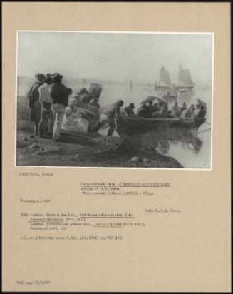 Compositional Study Of Fishermen With Their Boats Putting Off From Shore