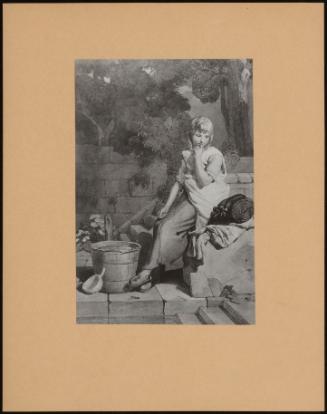 Girl Seated By Well
