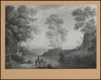 Landscape, With River And Horses Watering