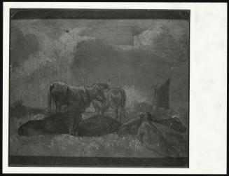 Cows; Scene of "On the Stour" (verso)