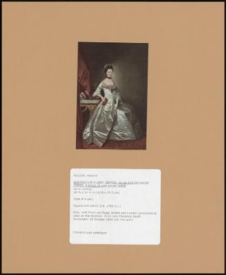 Portrait Of A Lady, Seated, In A Oyster Satin Dress, A Book In Her Right Hand