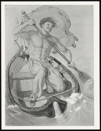 Design for a decorative Panel for the Manchester Royal Jubilee Exhibition, 1887: the Fisherman