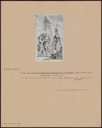 Design For Unidentified Book Illustration: Britannia With Father Time Escorting A Young Girl