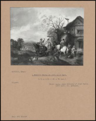 A Hunting Party At Rest By A Farm