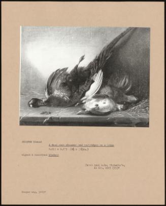 A Dead Cock Pheasant And Partridges On A Ledge