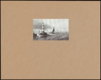 A Lighthouse With Sailing Vessels And A Buoy