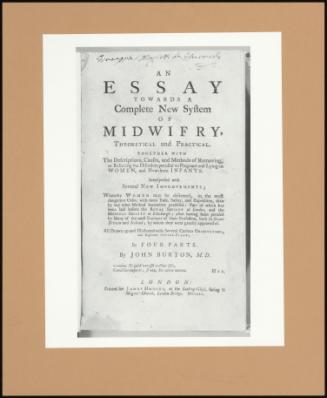 Title Page Of An Essay Towards A Complete New System Of Midwifery, Theoretical And Practical London, 1757