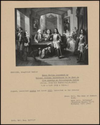 Henry Morton Condemned By Colonel Grahame Calverhouse To Be Shot In Five Minutes At Tillietudlem Castle