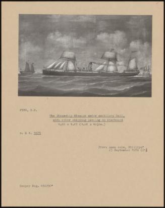 The Steamship Glencoe Under Auxiliary Sail, With Other Shipping Passing To Starboard