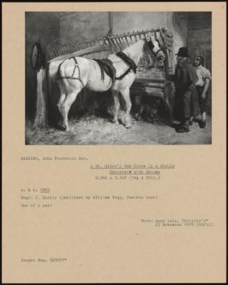 A St. Giles's Cab Horse In A Stable Interior With Grooms