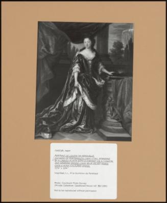Portrait Of Louise De Keroualle, Duchess Of Portsmouth (1645-1734), Standing By A Carved Plinth With A Coronet On A Cushion, And Wearing Ermine-Lined Blue Velvet Robes Over A Rose-Coloured Dress;