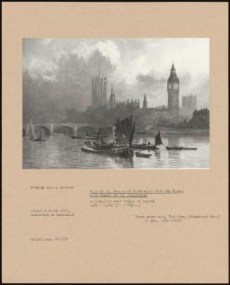 View Of The Houses Of Parliament From The River, With Barges In The Foreground