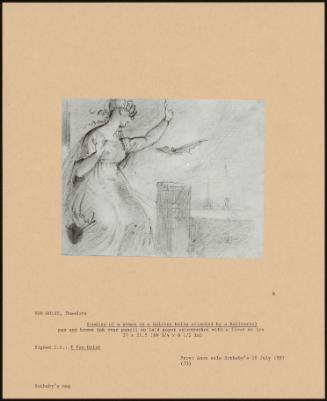 Studies Of A Woman On A Balcony Being Attacked By A Bat (Verso)