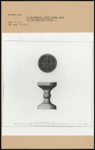 A Sacramental Water Stamp Used In The Assyrian Rites