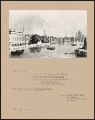 A View Of The Thames And St. Pauls, Seen From Waterloo Bridge, With Boats On The River, Somerset House On The Left Bank