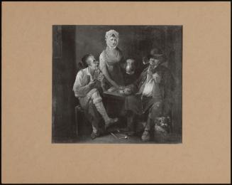 Two Men Playing Cards And A Maid In A Tavern