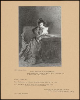 A Girl Reading A Letter By Lamplight