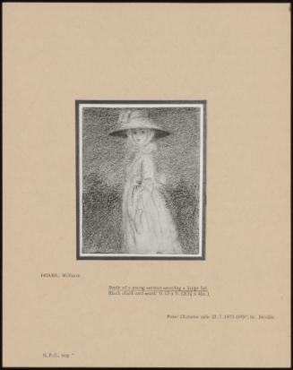 Study Of A Young Woman Wearing A Large Hat