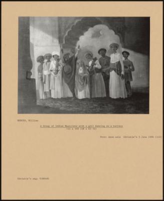 A Group Of Indian Musicians With A Girl Dancing On A Terrace