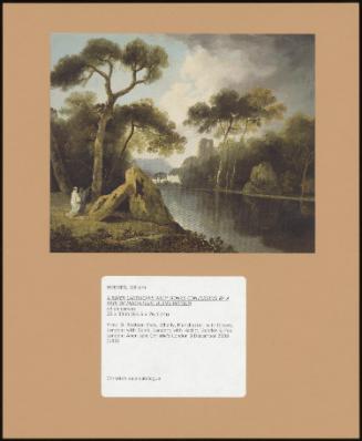 A River Landscape With Monks Conversing By A Pair Of Megaliths, Ruins Beyond