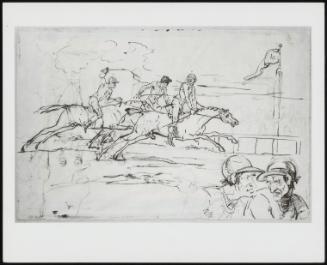 Approaching the Winning Post; Verso: Pen and Ink Sketch of a Start and Pencil Sketch of a Horse and Others