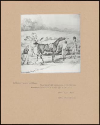 Unidentified Landscape With Horses