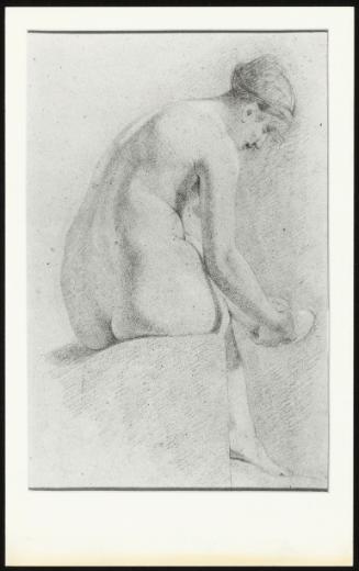 Study of a Female Nude, Seen From the Back, Seated, Bending to the Right with Left Hand Foot Held in Right Hand