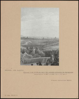 Distant View Of Paris With Two Cavalry Officers In Foreground