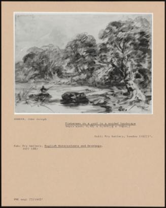 Fishermen On A Pool In A Wooded Landscape