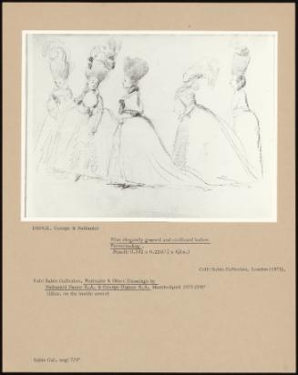 Five Elegantly Gowned And Coiffured Ladies Promenading