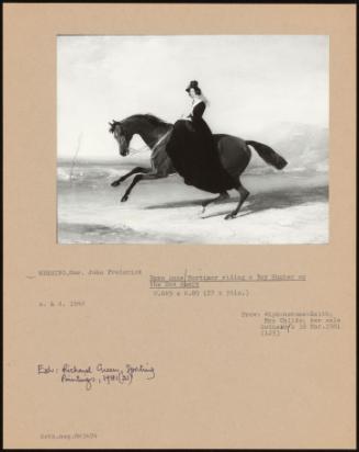 Emma Anne Mortimer Riding A Bay Hunter On The Sea Shore