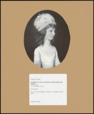 PORTRAIT OF A GIRL, WEARING A CREAM DRESS AND BONNET