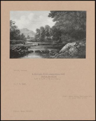 A Highland River Landscape, With Cattle Watering