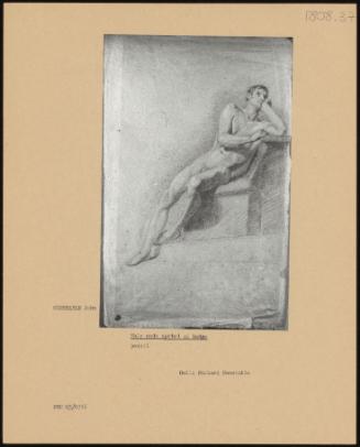 Male Nude Seated on Ledge