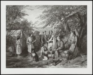 W. J. Hooker Receiving Rhododendrons From Local People in Himalaya, 1849 (After a Drawing by Taylor)