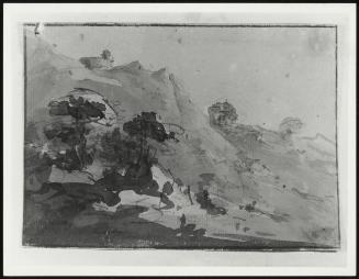 Rocky Scene with Trees in Left Foreground