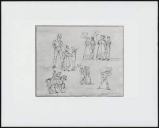 A. Fashionable Men and Women Promenading; B. Sketches of Town's People