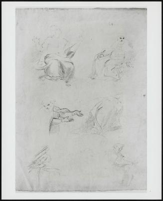 Sheet of Sketches and Figure Studies From Raphael's Disputation. (One of a Set of Four)