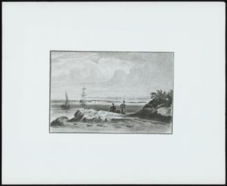 Seashore with Two Figures and a Distant Town