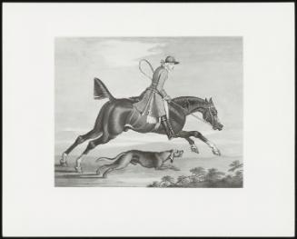 Galloping Horse with Jockey in Grey, Accompanied by a Dog; Rider Galloping, Accompanied by Hound