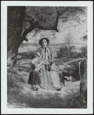 Mother Seated On A Stile With Her Daughter; Culver Cliff, I O W, In The Distance (Mother And Child In The Isle Of Wight - Culver Cliff In The Background)