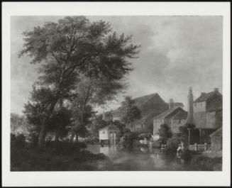The Wasum, Norwich ( A Norwich Backwater, A Row Of Cottages And Barn In Sunlight, A Clump Of Trees On The Left)