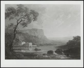 A Romantic Landscape With Fisherman On A Lake