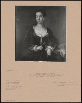 Catherine Knight Of Slapton Standing Half Length In A Blue Robe, Holding A Fan